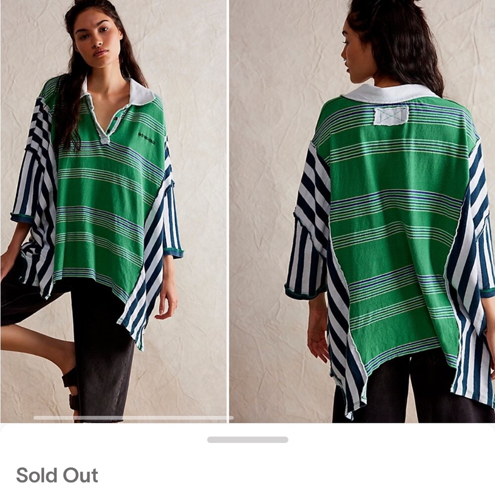 We The Free x Free People Green and Navy Striped Tunic